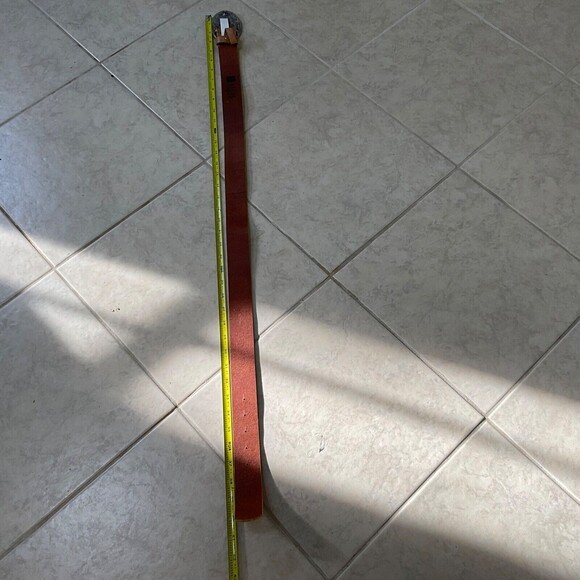 Vintage Y2K Brown Leather Belt with Statement Teal Rhinestone Buckle Gap Medium - Picture 6 of 7